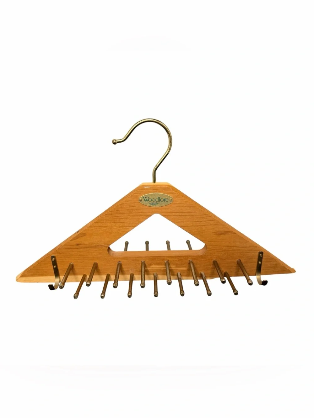 Woodlore Wooden Tie, Belt and Scarf Hangers - Honey stain with Brass Pegs